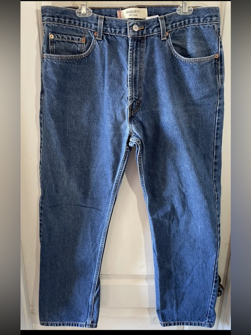 LEVIS 505 Regular Fit Straight Leg Medium Wash Denim Blue Jeans Men's Size 38x30